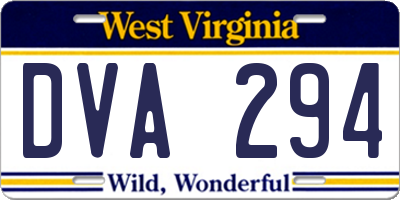 WV license plate DVA294