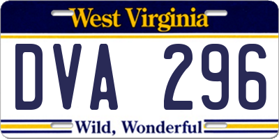 WV license plate DVA296