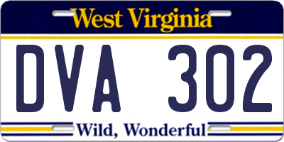 WV license plate DVA302