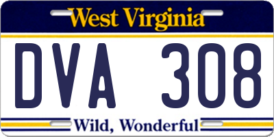 WV license plate DVA308