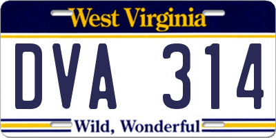 WV license plate DVA314