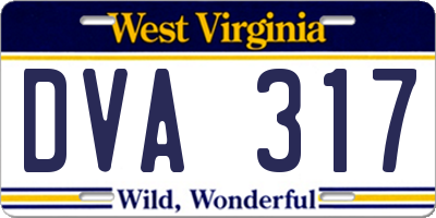 WV license plate DVA317