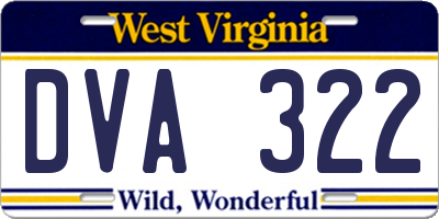WV license plate DVA322