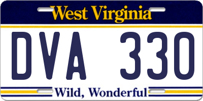 WV license plate DVA330