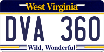WV license plate DVA360