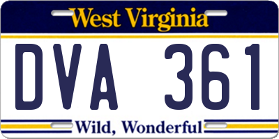 WV license plate DVA361