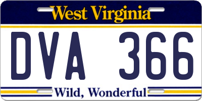 WV license plate DVA366