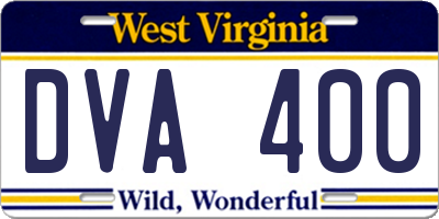 WV license plate DVA400
