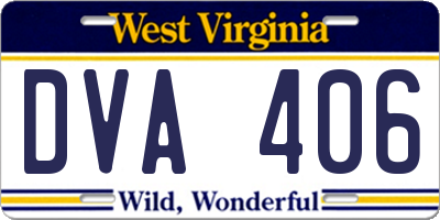 WV license plate DVA406