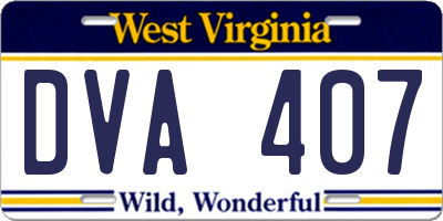 WV license plate DVA407