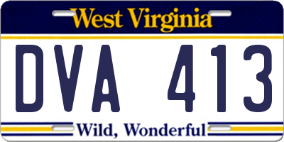 WV license plate DVA413