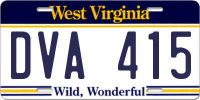 WV license plate DVA415