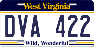 WV license plate DVA422