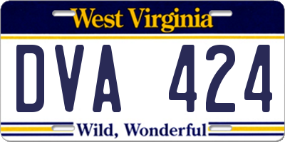 WV license plate DVA424