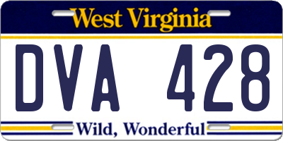 WV license plate DVA428