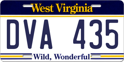 WV license plate DVA435