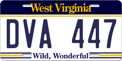 WV license plate DVA447