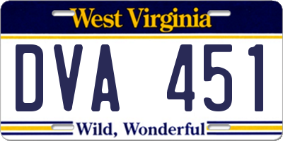 WV license plate DVA451