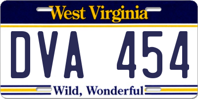 WV license plate DVA454