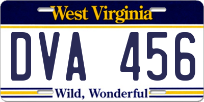 WV license plate DVA456