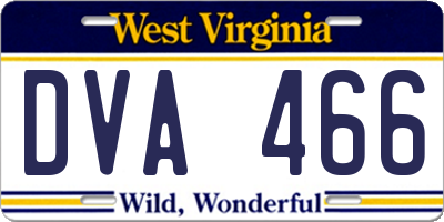 WV license plate DVA466