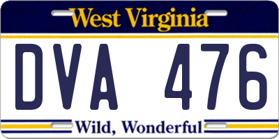 WV license plate DVA476
