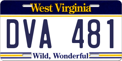 WV license plate DVA481