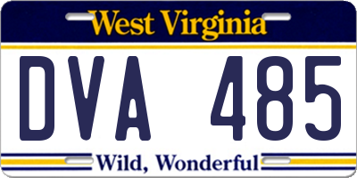 WV license plate DVA485