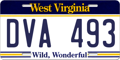 WV license plate DVA493