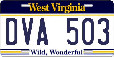 WV license plate DVA503
