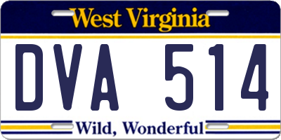 WV license plate DVA514
