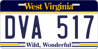 WV license plate DVA517