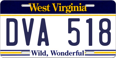 WV license plate DVA518