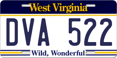 WV license plate DVA522