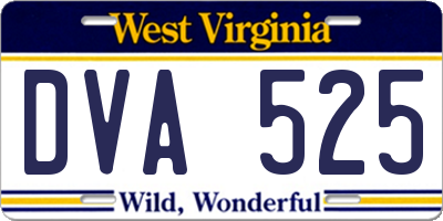 WV license plate DVA525