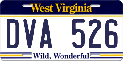 WV license plate DVA526