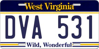 WV license plate DVA531