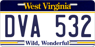 WV license plate DVA532