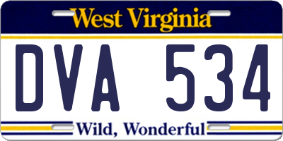 WV license plate DVA534