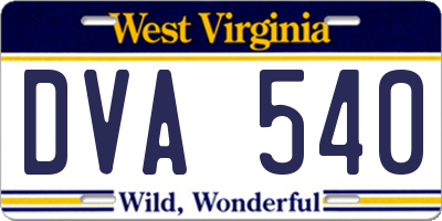 WV license plate DVA540