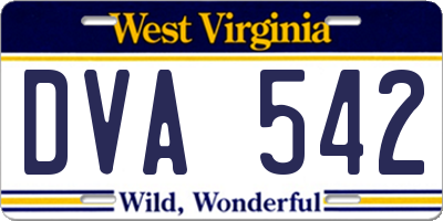 WV license plate DVA542