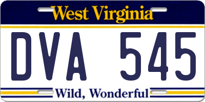 WV license plate DVA545