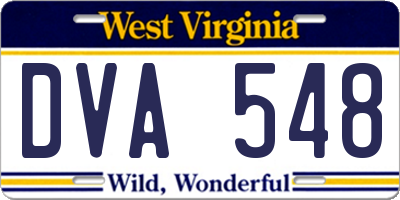 WV license plate DVA548
