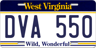 WV license plate DVA550