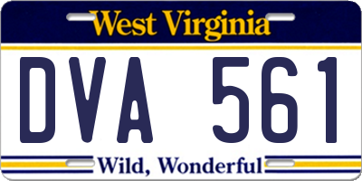 WV license plate DVA561