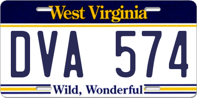 WV license plate DVA574