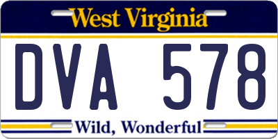 WV license plate DVA578