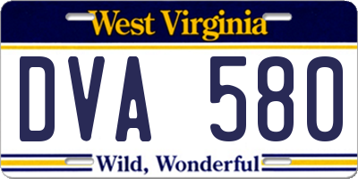 WV license plate DVA580
