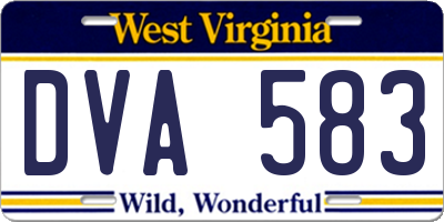WV license plate DVA583