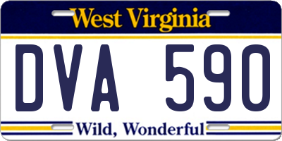 WV license plate DVA590